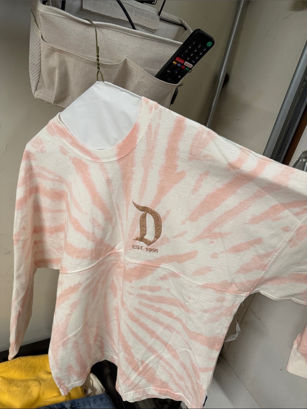 Disney jersey Pink & White Tie-Dye Kids Long Sleeve Sweatshirt XS NWT